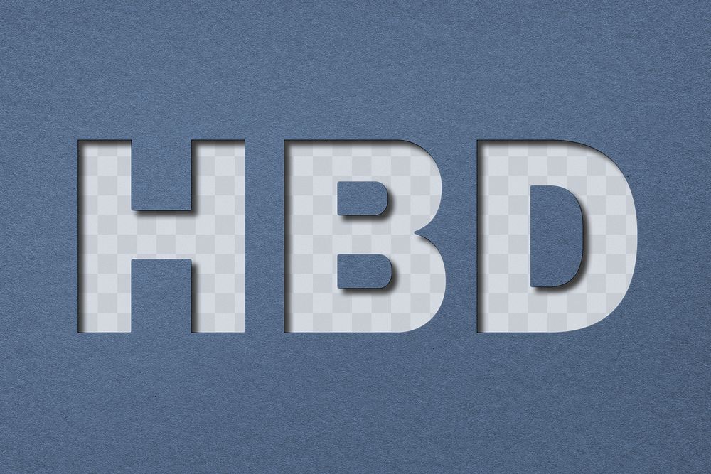 HBD paper cut typography png clipart