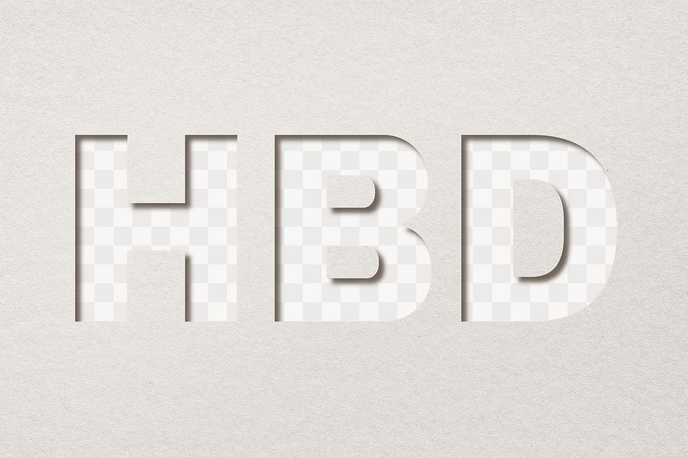 HBD paper cut typography png clipart