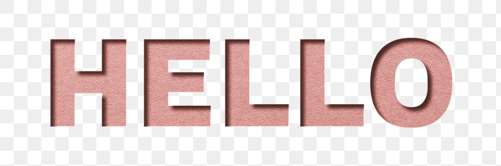 Hello lettering png paper cut typography