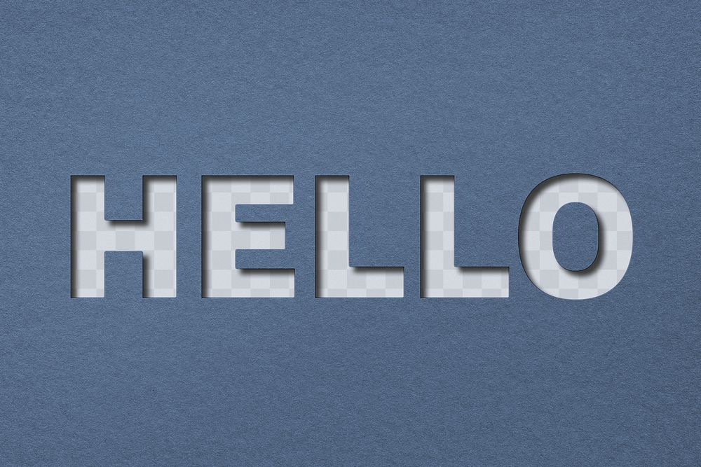 Paper cut hello text png typography
