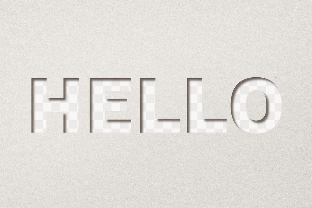 Paper cut hello text png typography