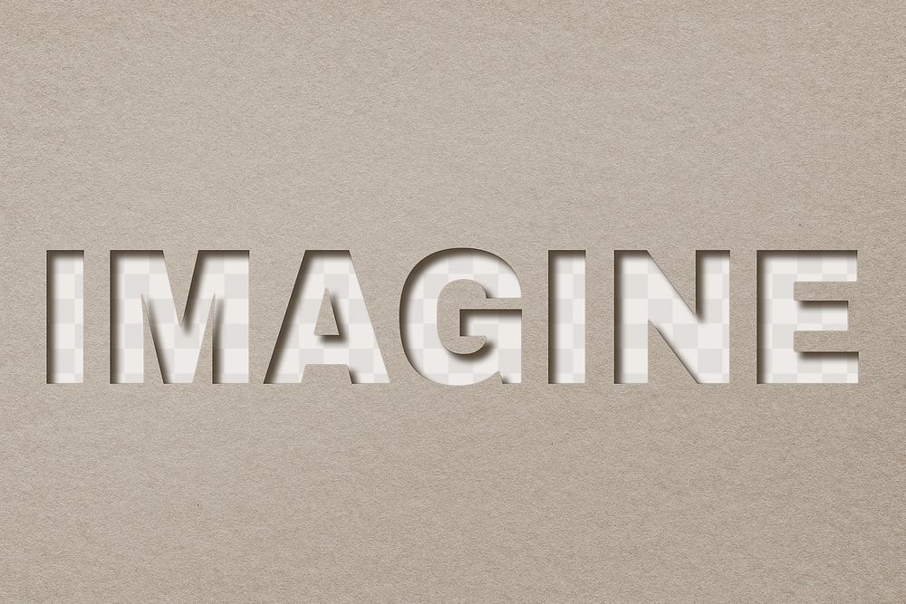 Imagine paper cut typography png clipart
