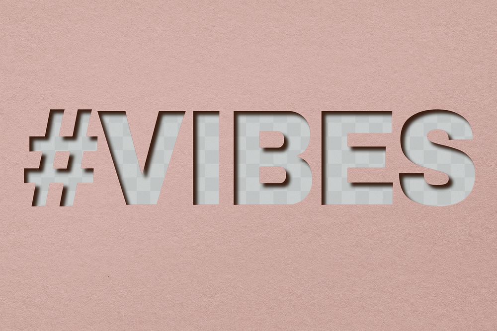 Png vibes word paper cut font typography