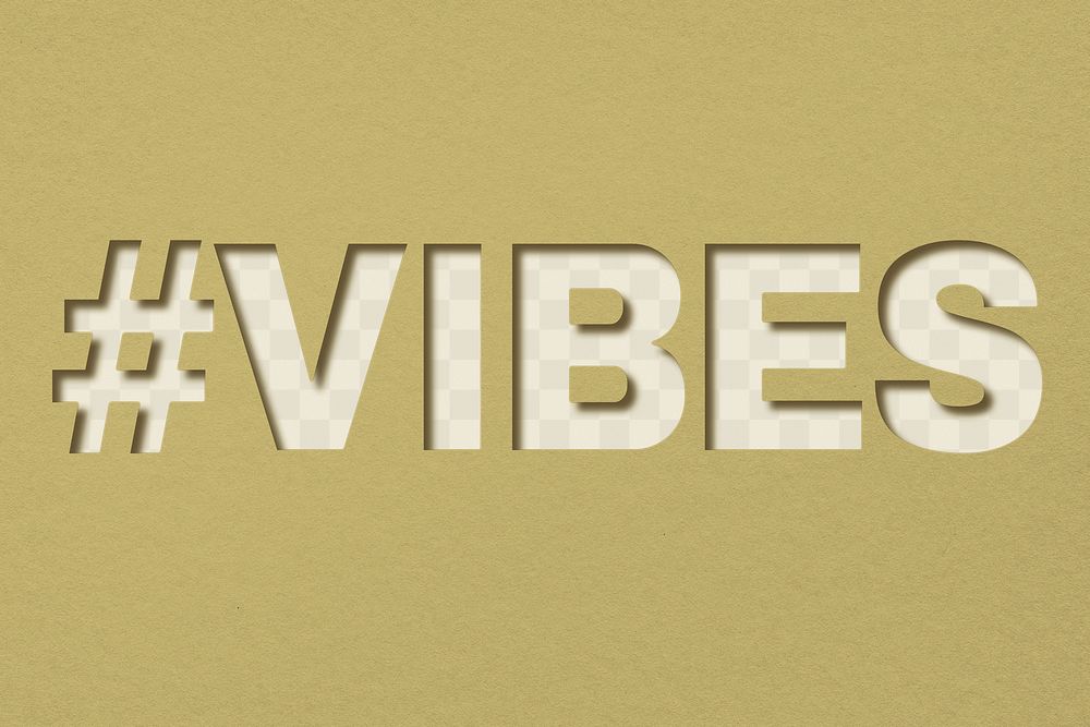 Png word vibes paper cut font typography