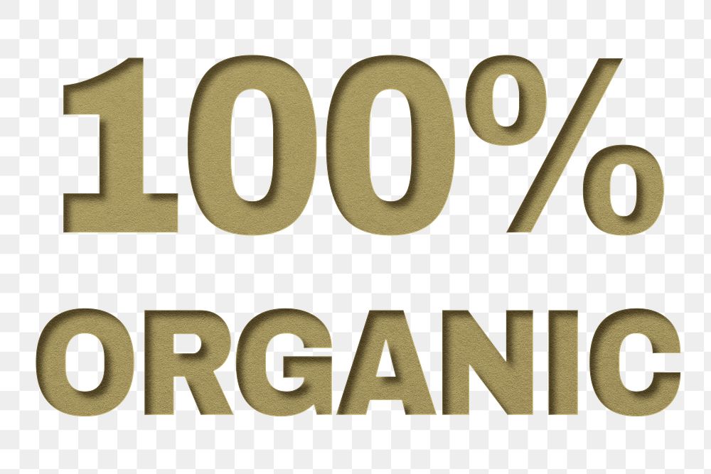 Png word 100% organic bold font typography