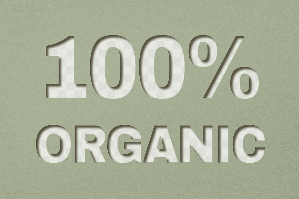 Png word 100% organic bold font typography