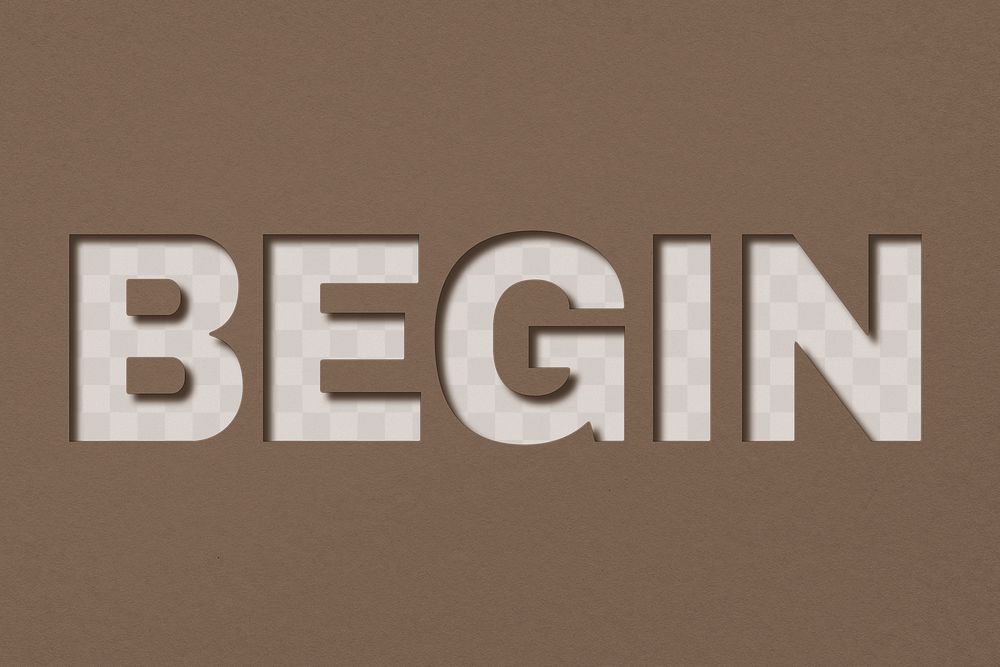 Png word begin bold font typography paper texture