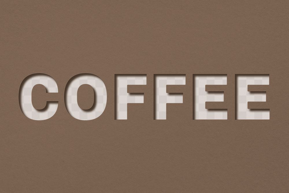 Png word coffee bold font typography paper texture