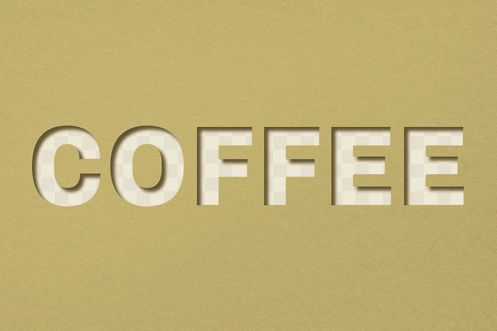 Png word coffee paper cut font typography