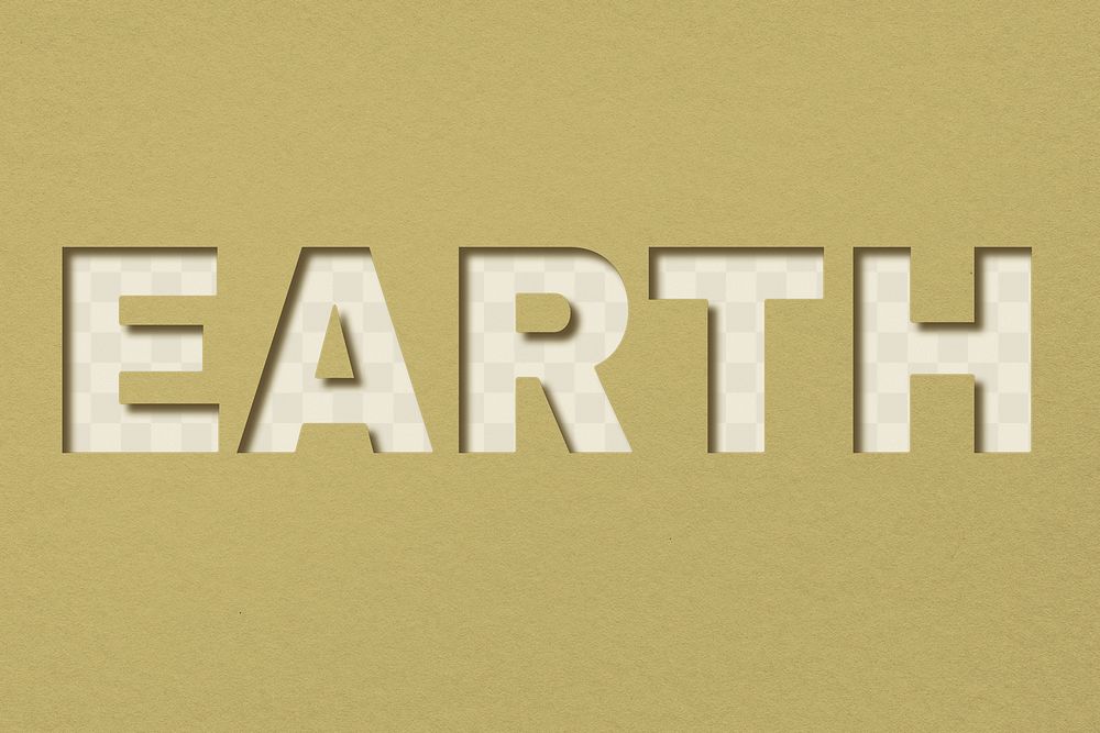Png word earth paper cut font typography