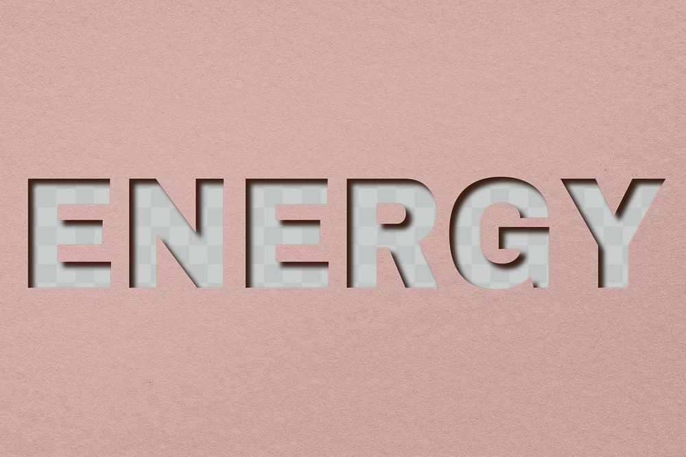 Png word energy paper cut font typography