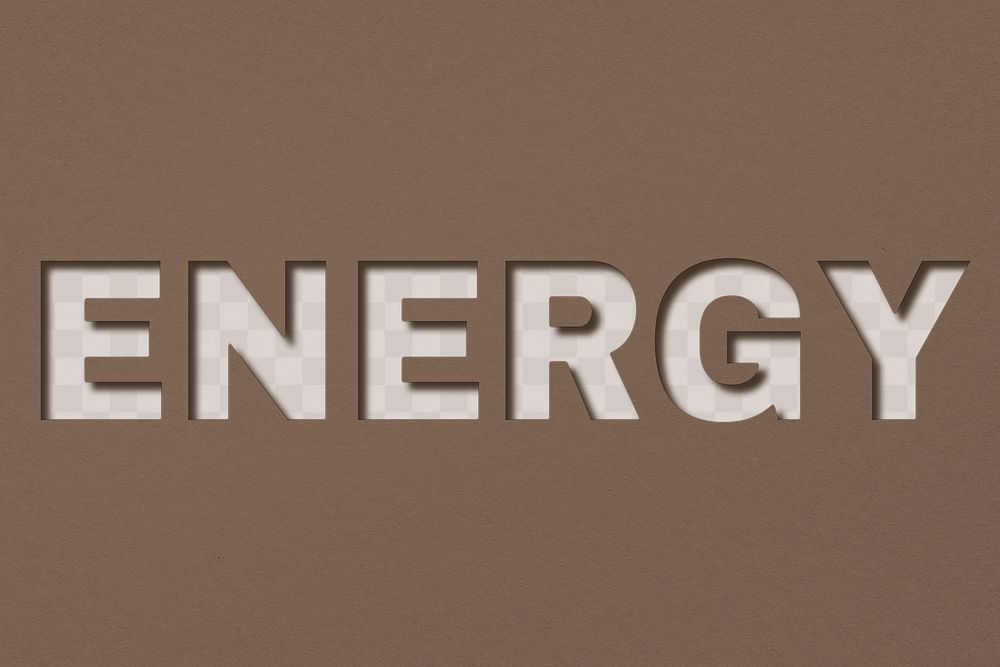 Png word energy bold font typography paper texture