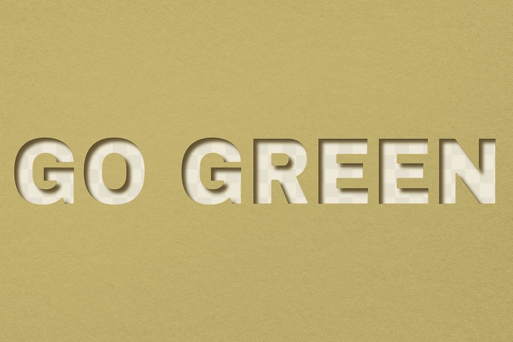 Png word go green paper cut font typography
