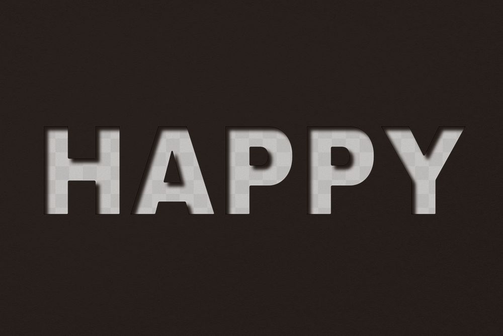 Png word happy bold font typography paper texture