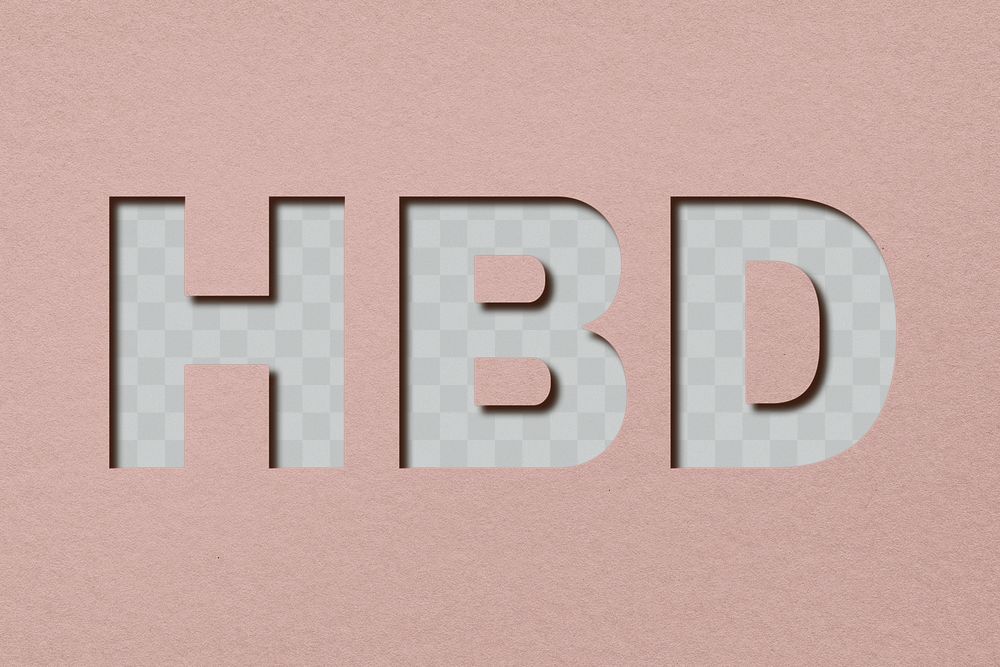 Png word HBD paper cut font typography