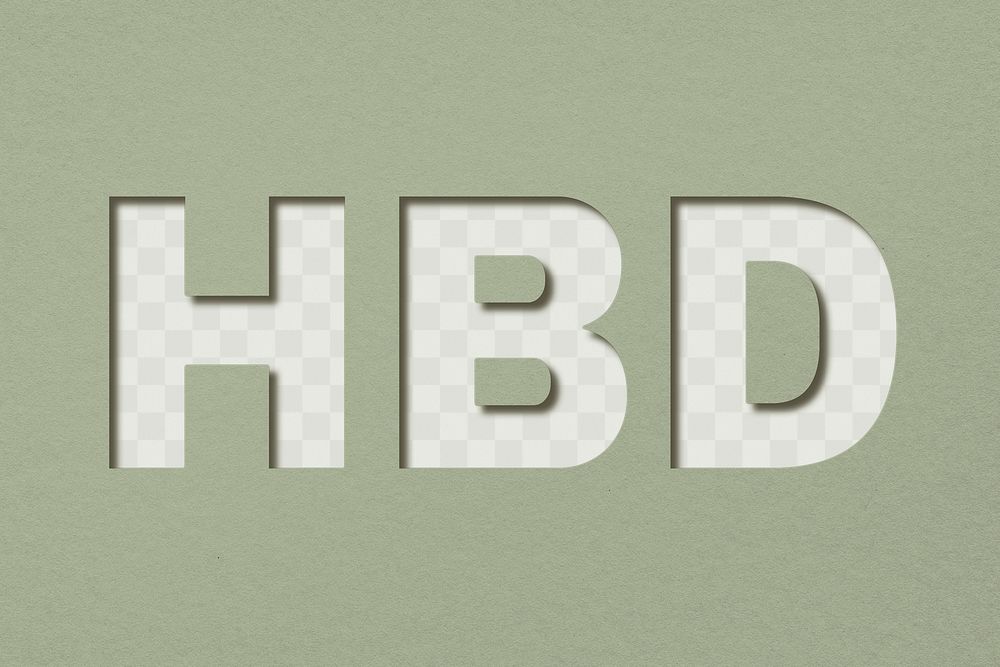 Png word HBD bold font typography