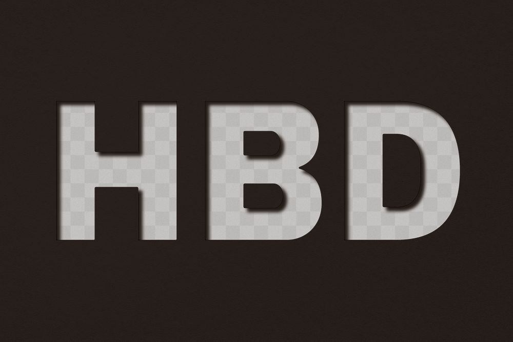 Png word HBD bold font typography paper texture