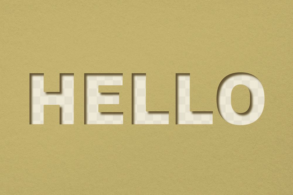 Png word hello paper cut font typography