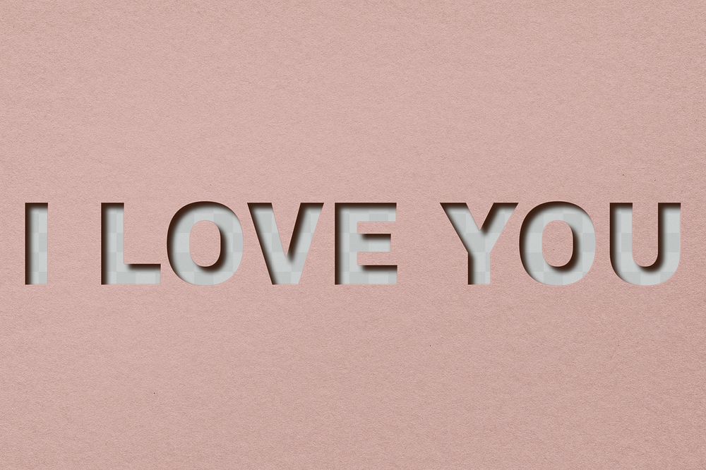 Png word I love you paper cut font typography