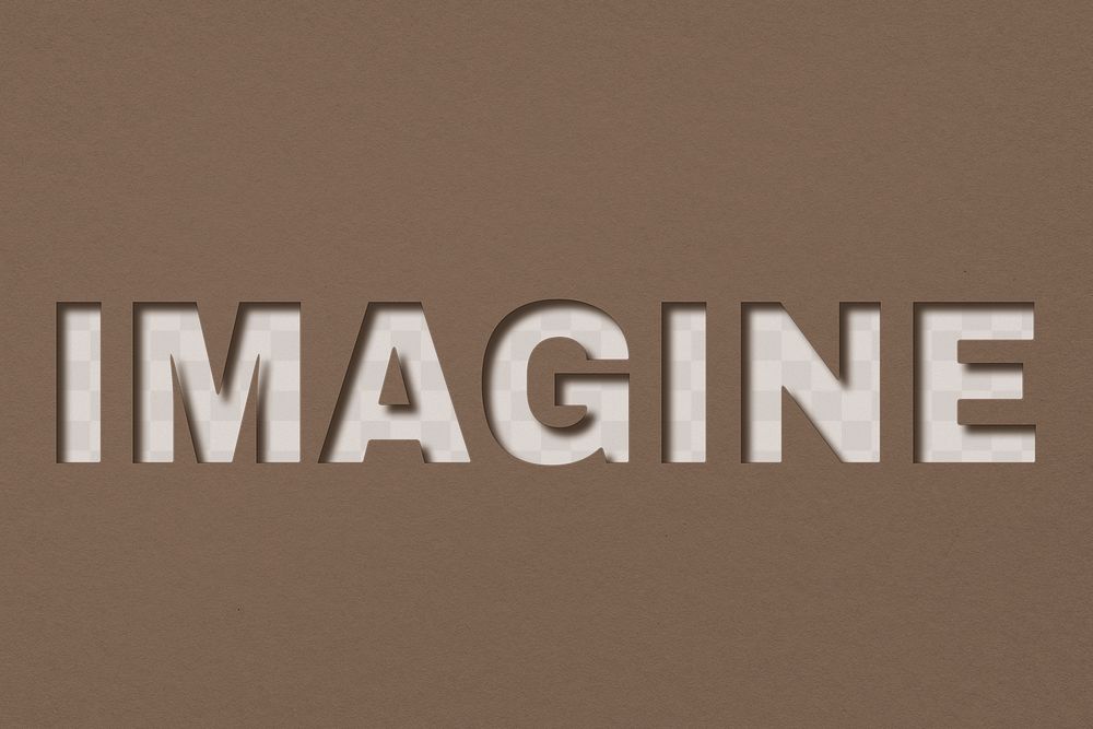 Png word imagine bold font typography paper texture