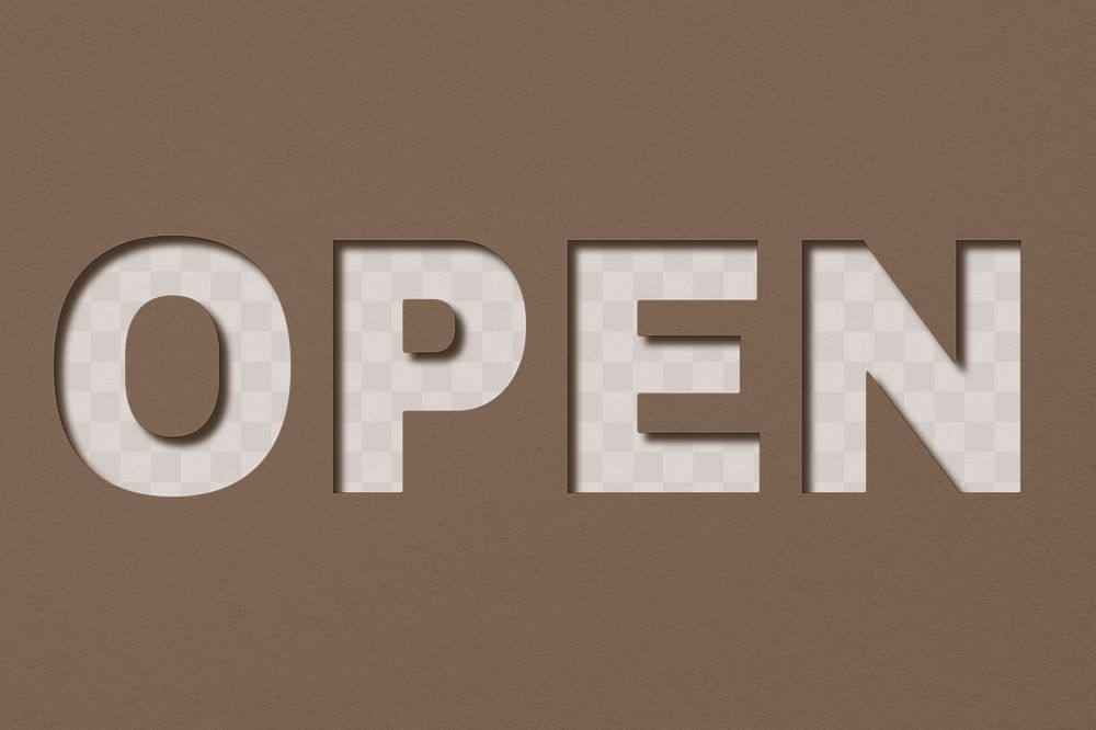 Png word open bold font shadow typography