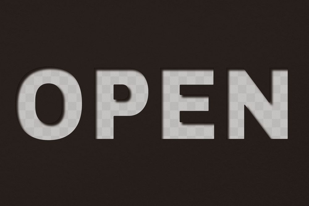 Png word open bold font shadow typography