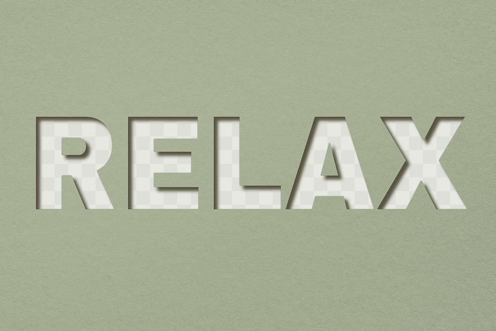 Png word relax paper cut font typography
