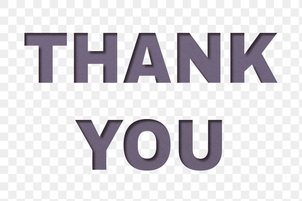Png word thank you bold font shadow typography