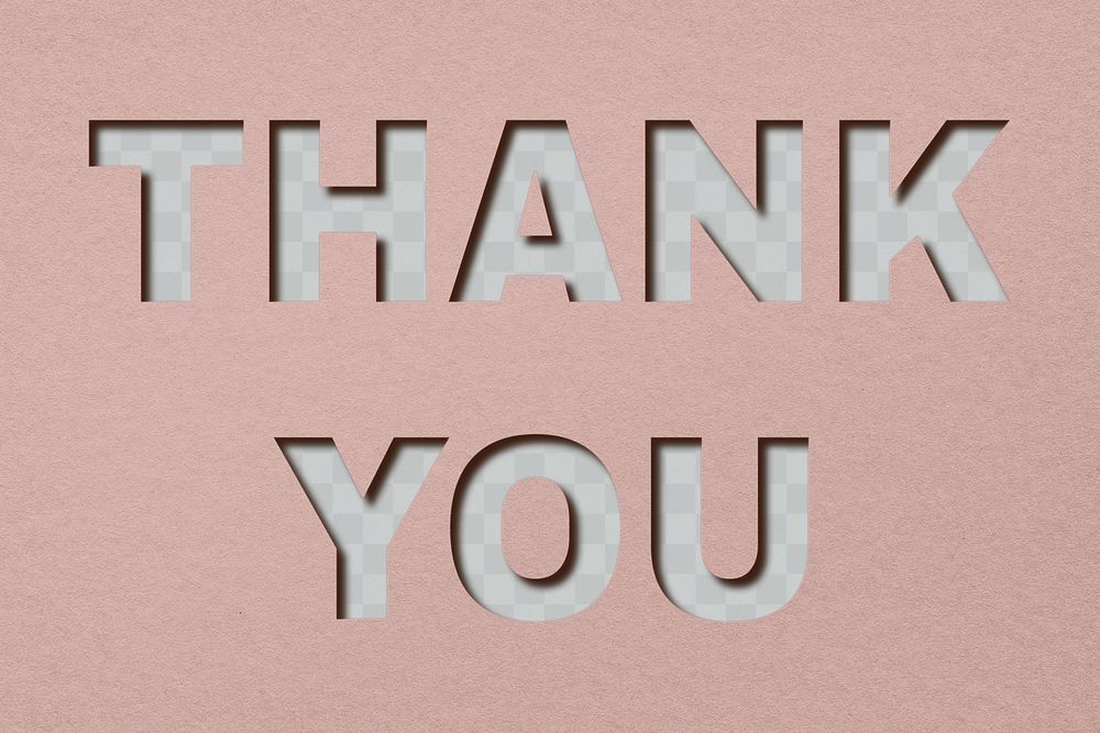 Png text thank you typeface paper texture