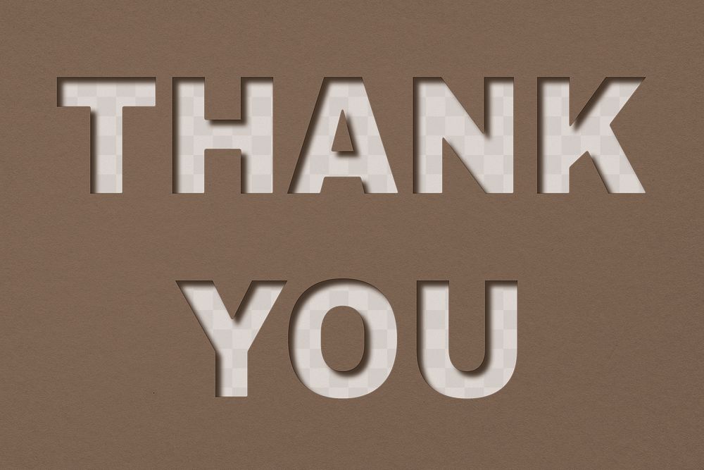 Png word thank you bold font shadow typography