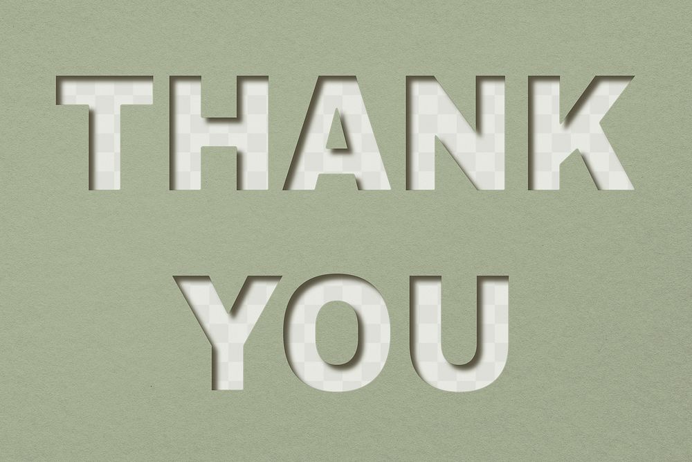 Png word thank you paper cut font typography
