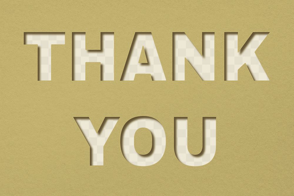 Png text thank you typeface paper texture