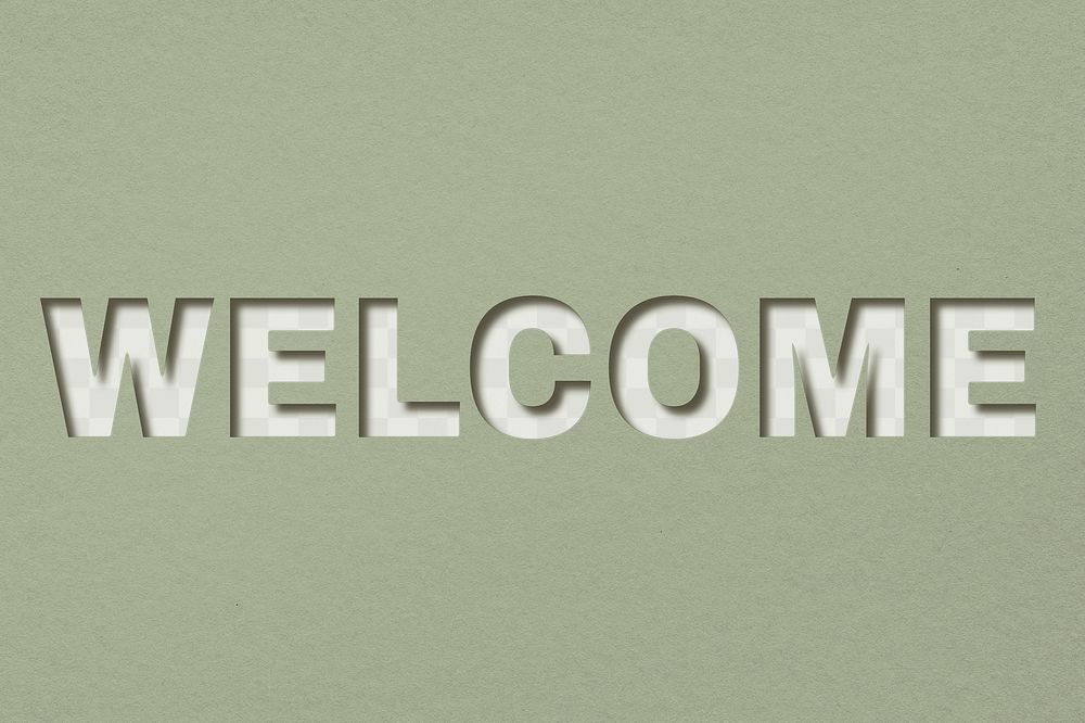 Png word welcome paper cut font typography