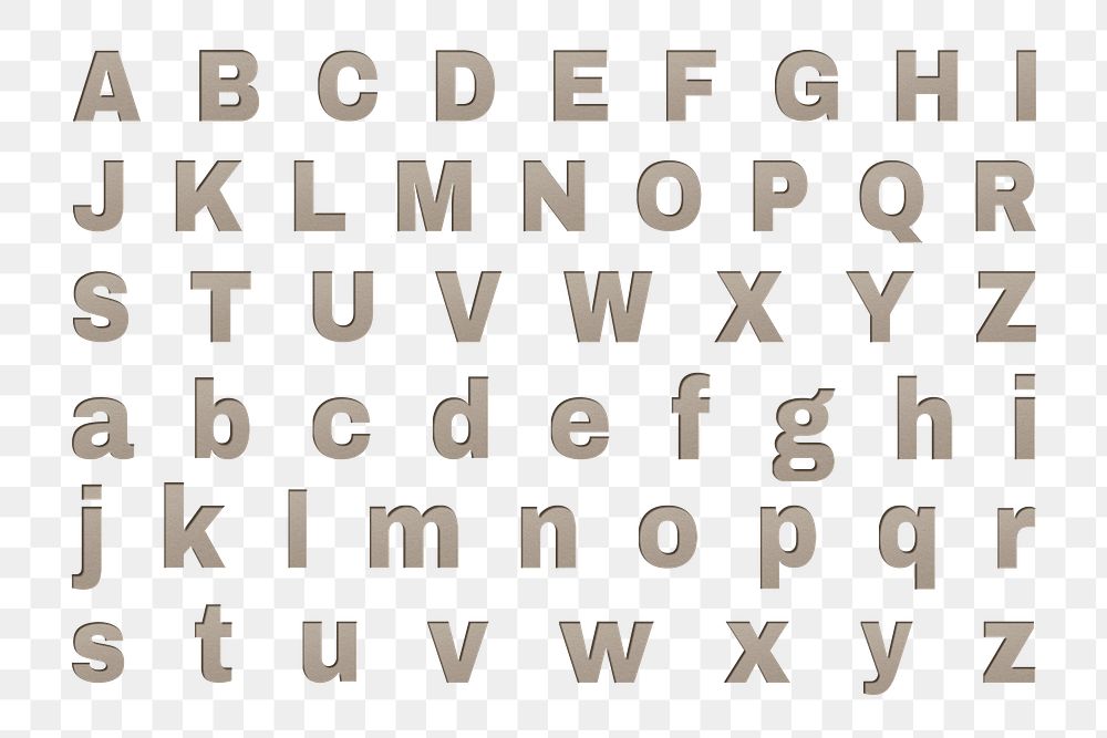 Png alphabet set paper cut typography clipart