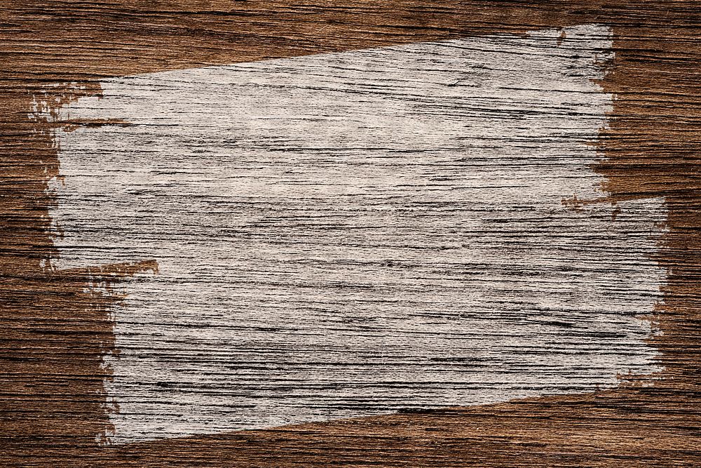 White paint brush stroke png on wood texture background