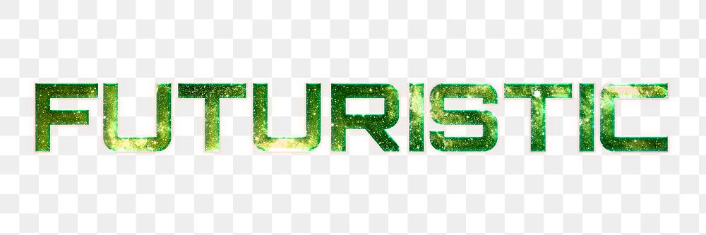 FUTURISTIC word png green typography text