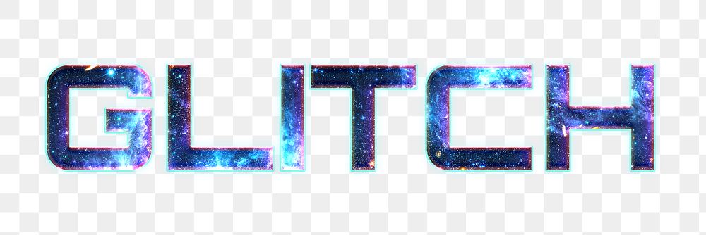 GLITCH word png blue typography text