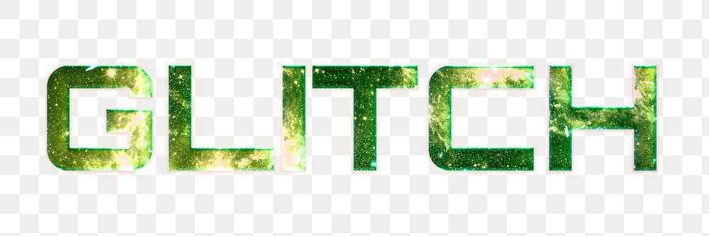 GLITCH text png green typography word