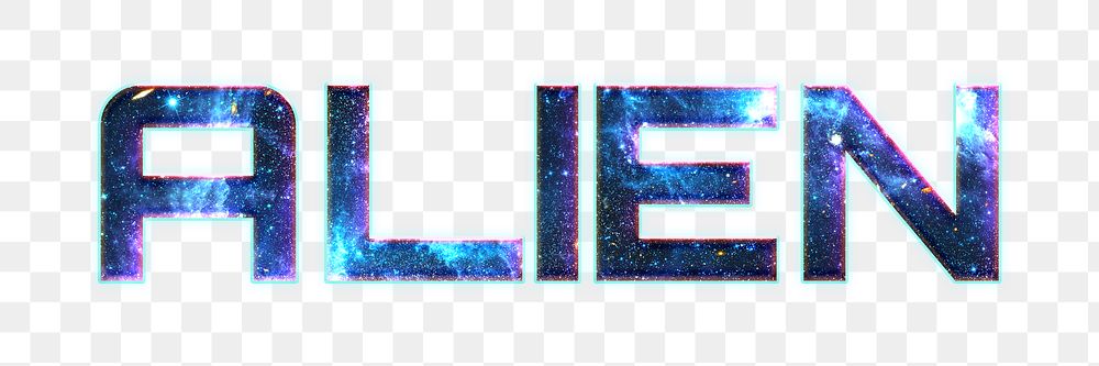 ALIEN text png blue typography word