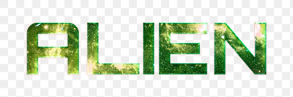 ALIEN word png green typography text