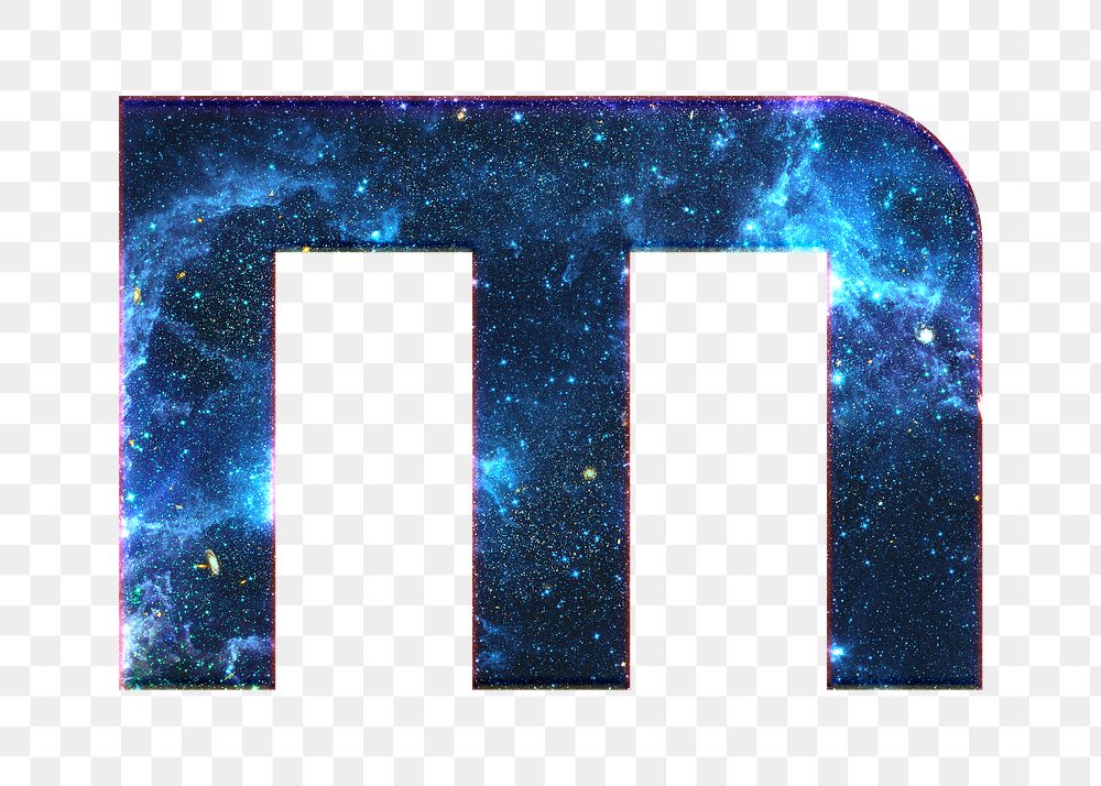 Png letter m galaxy effect typography blue font
