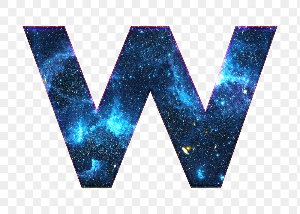 Png letter w stellar effect typography blue font