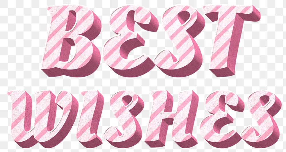 Png best wishes word pink striped font typography