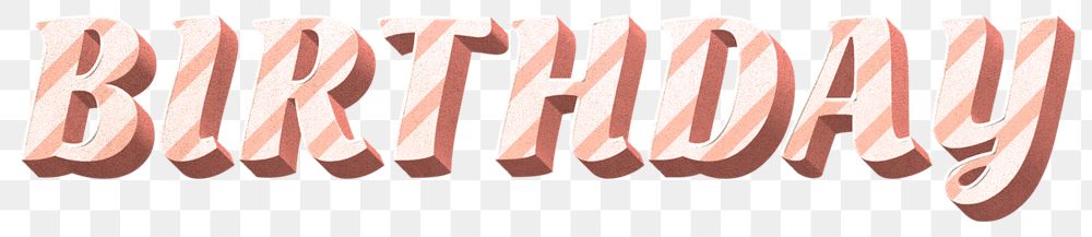 Png birthday word candy cane typography