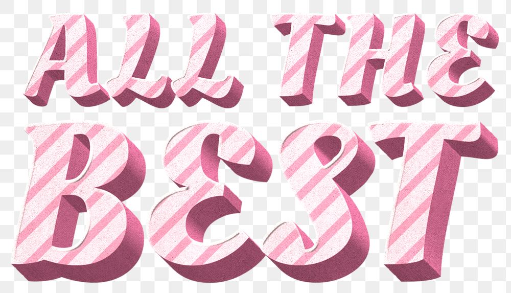 Png all the best word pink striped font typography