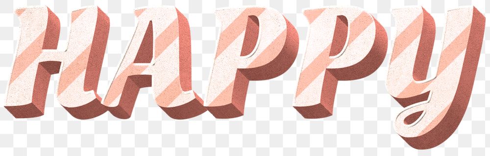 Png happy word candy cane typography