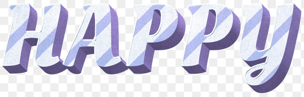 Png happy word striped font typography