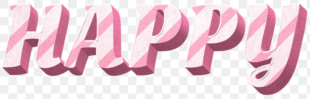 Png happy word pink striped font typography