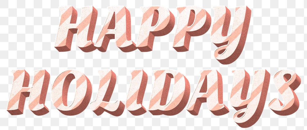 Png happy holidays word candy cane typography