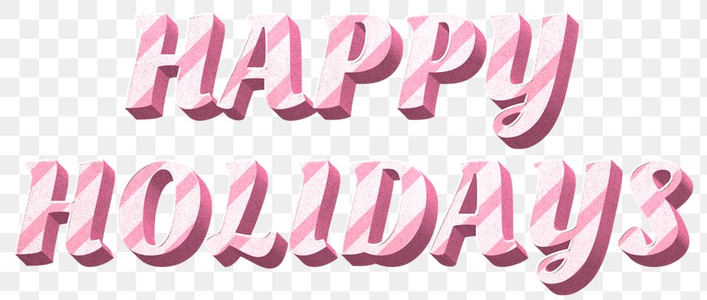 Png happy holidays word pink striped font typography